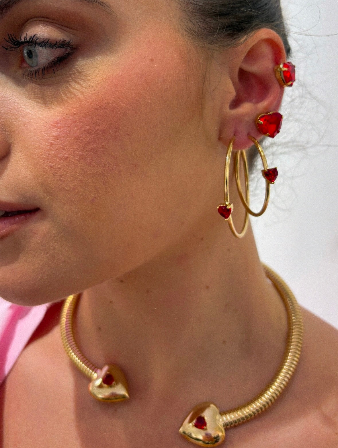 Cerchio “Romantic heart” small (base crystal & rosso)