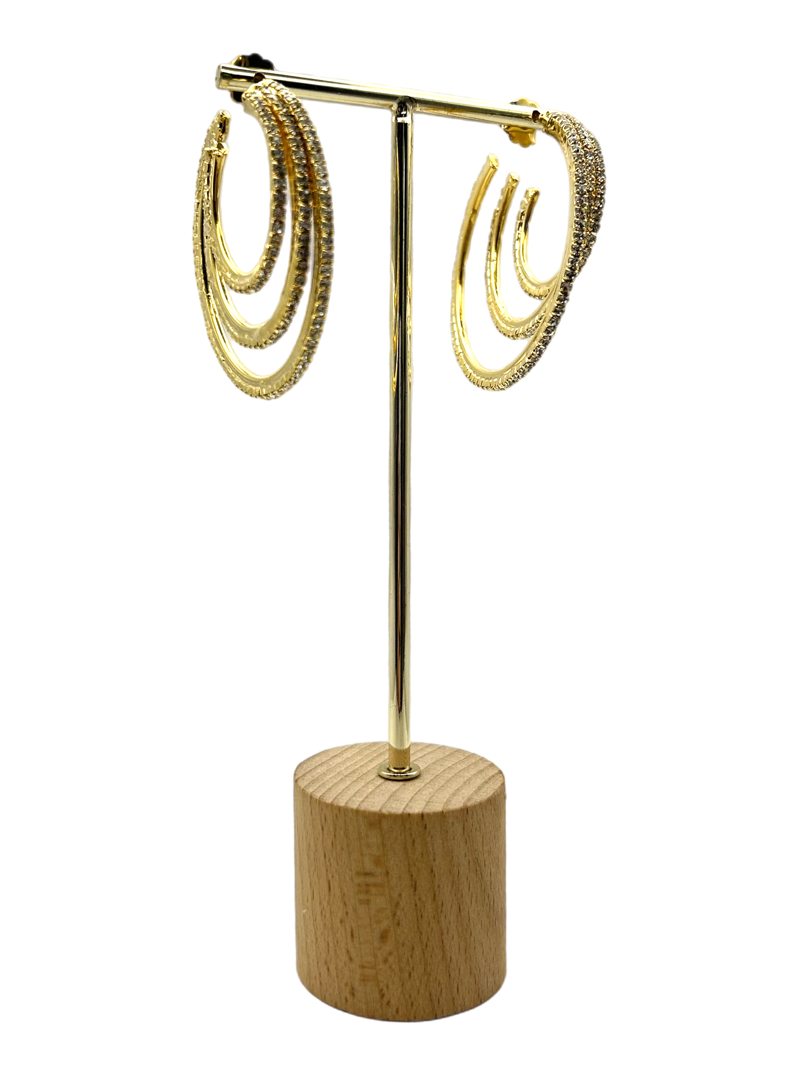 Orecchino “Multicerchio strass” (base gold)