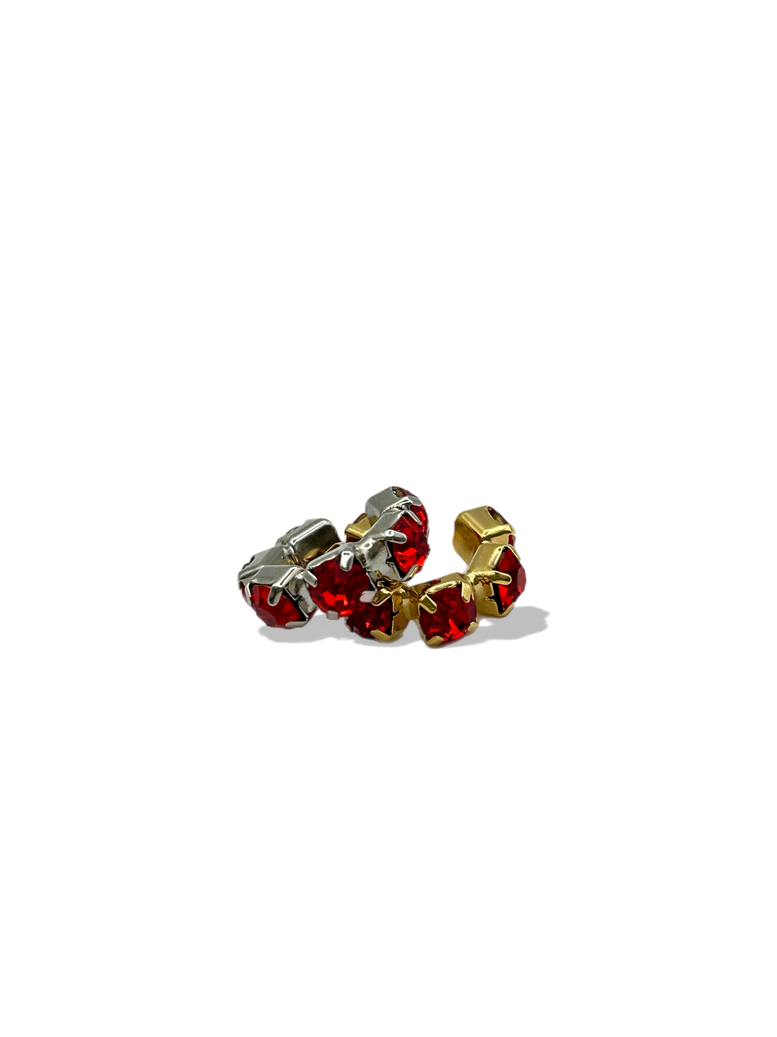 Ear cuff “Ilary” (base gold & silver crystal, verde, rosso, nero, ambra)