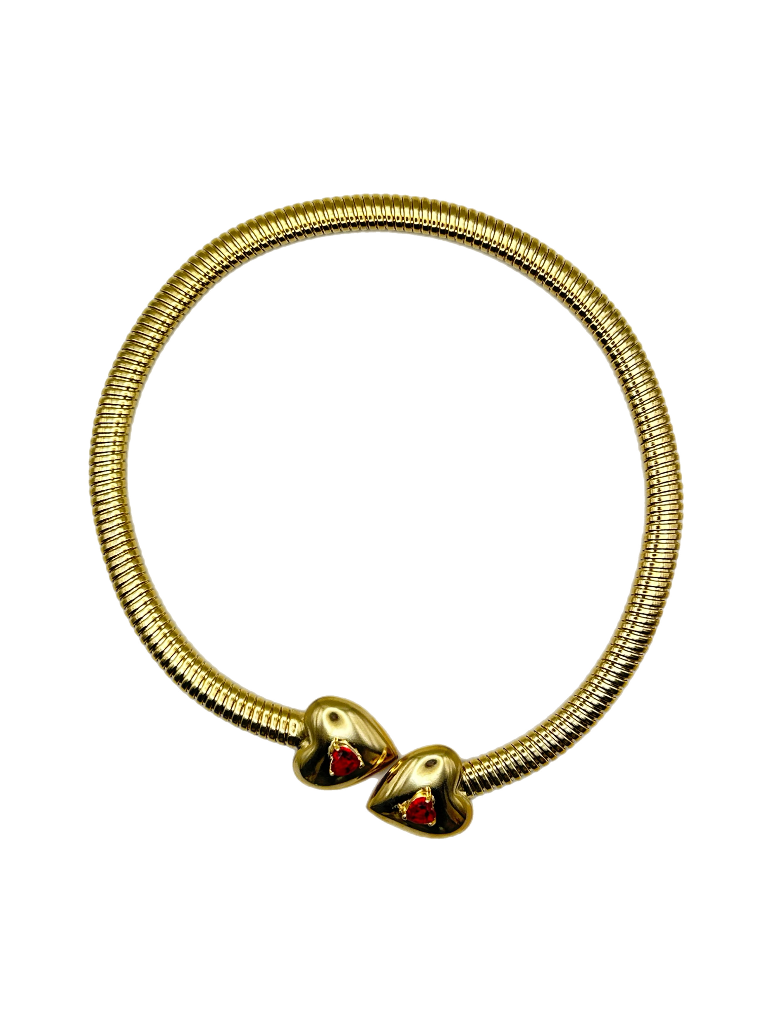 Collarino semi-rigido “Romantic heart” (pietra rossa & crystal)
