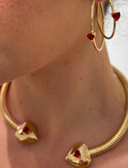 Collarino semi-rigido “Romantic heart” (pietra rossa & crystal)