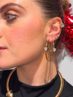 Ear cuff “Cuore” (pietra rossa e crystal)
