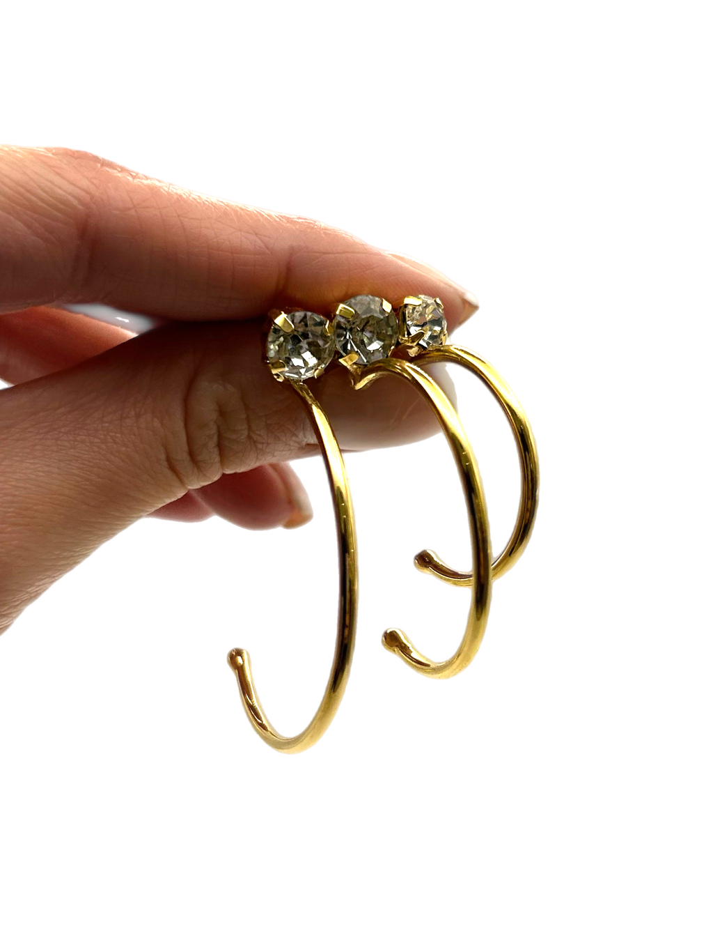 Orecchino “Puntoluce Semi-Circle” Big (base gold & crystal)