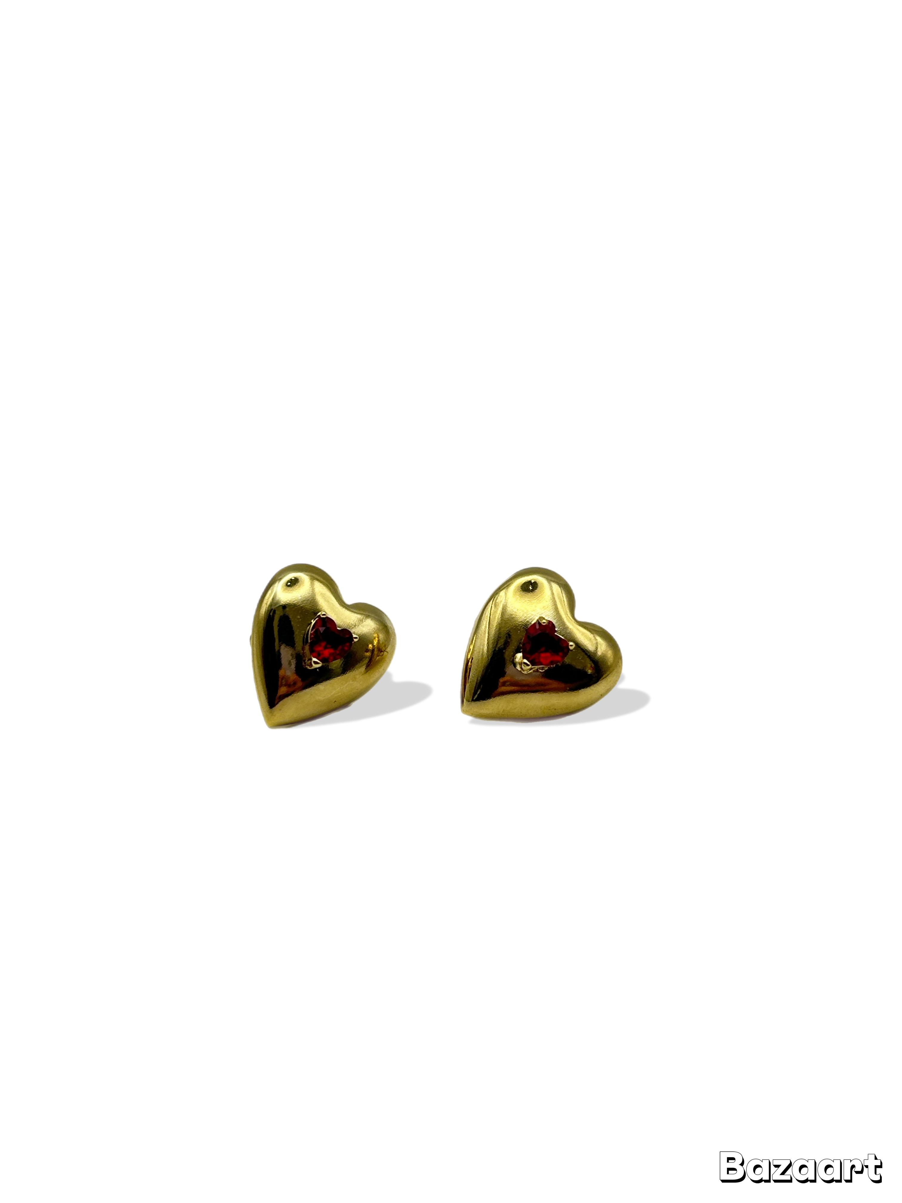 Orecchino Bottone “Romantic heart” (base rosso)