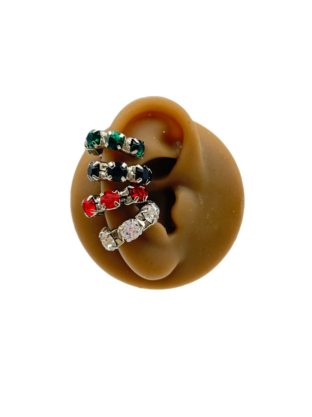 Ear cuff “Ilary” (base gold & silver crystal, verde, rosso, nero, ambra)